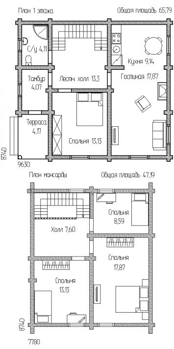 План Дом 120 (Уютный дом для постоянного проживания с 4-мя спальнями)