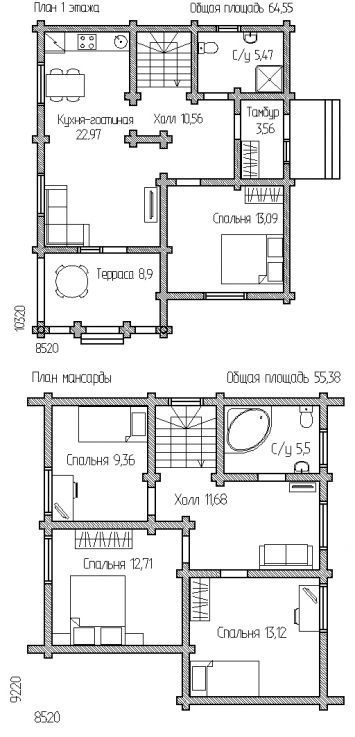 Проект Дом 123 (Уютный семейный дом с 4-мя спальнями и 2-мя санузлами)