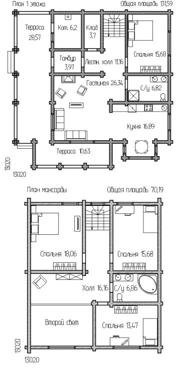 План двухэтажного дома 201 м2
