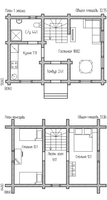План Дом 67 (Небольшой дом с двумя спальнями, прекрасный вариант для загородного отдыха)
